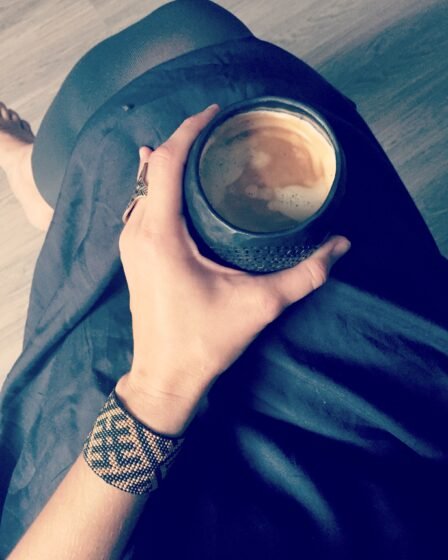 Calm morning coffee ritual