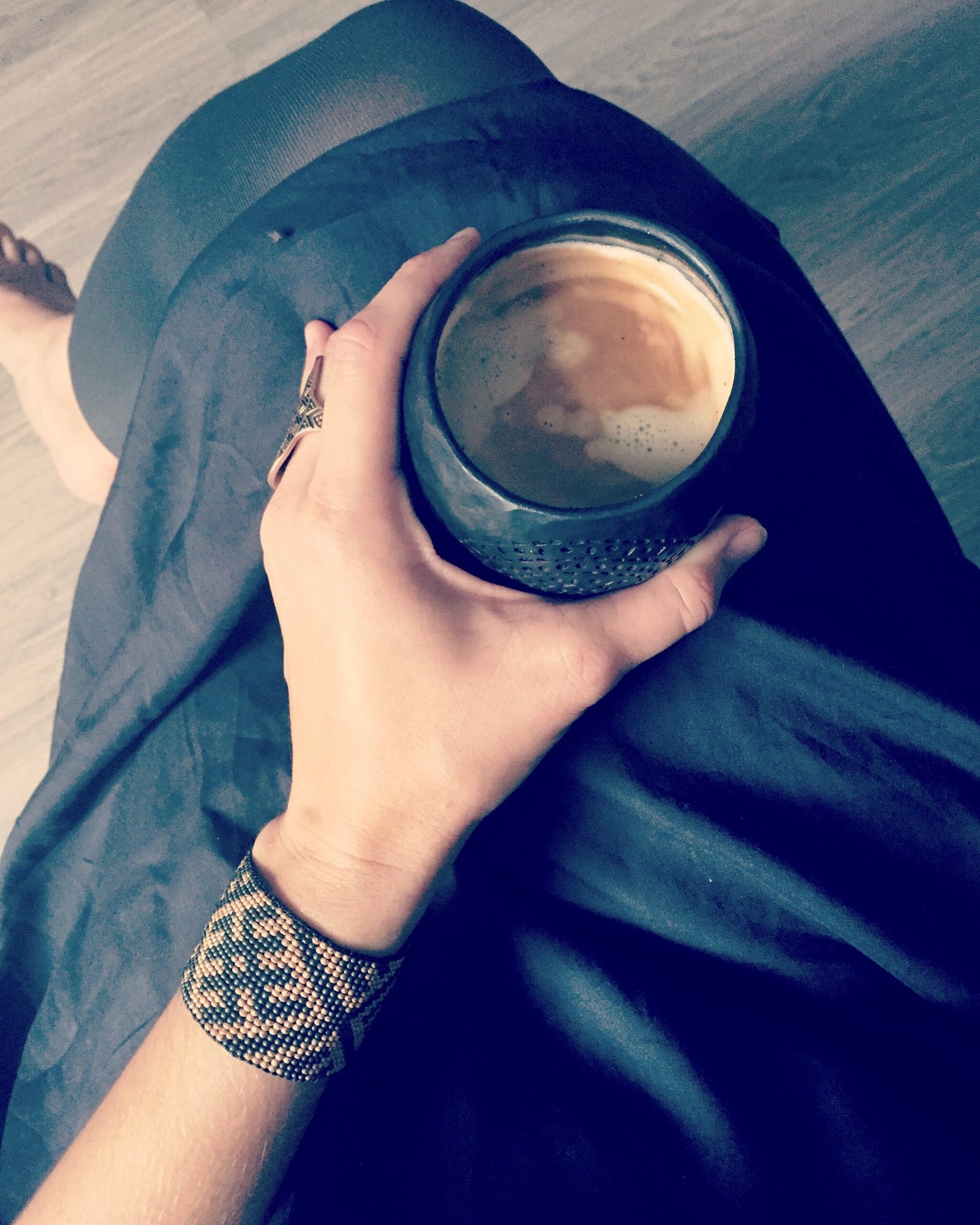 Calm morning coffee ritual